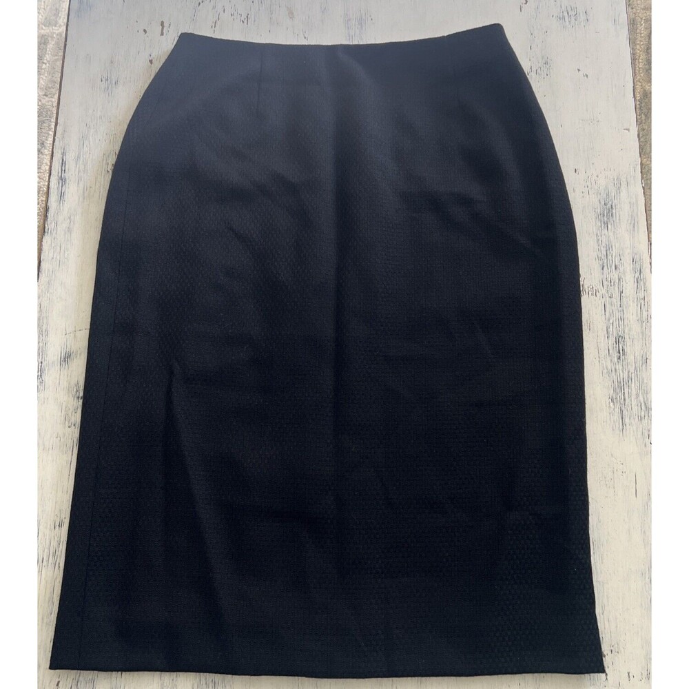 Paul Stuart Black Virgin Wool Pencil Skirt Sz 6-8 Lined Made in Italy